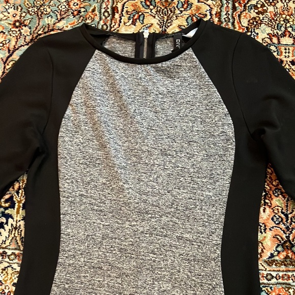 Black and grey exposed silver zipper stretch dress - Picture 2 of 12